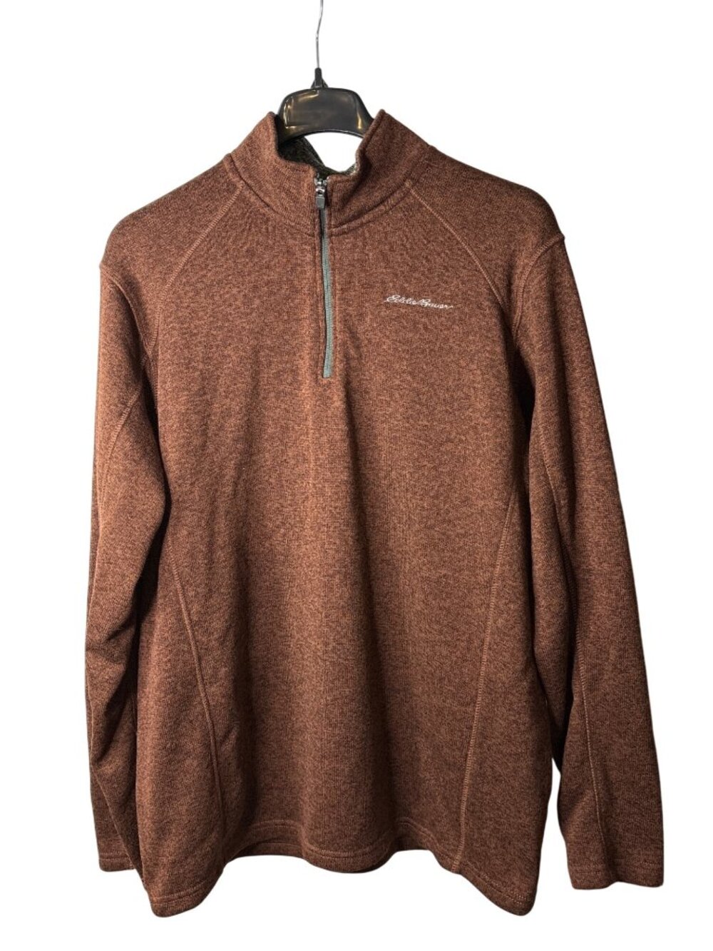Eddie Bauer Mens Pullover Quarter Zip Sweater Size TXL Brown Polyester